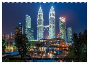 Städte Südostasiens - Singapur & Kuala Lumpur (Wandkalender 2024 DIN A2 quer), CALVENDO Monatskalender