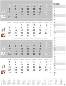 4-Monats-Planer rot 2024. Praktischer Wandplaner mit Datumsschieber. Büro-Kalender mit Notizspalte und Jahresübersicht. Wandkalender 2024 im Hochformat. 30 x 39 cm.