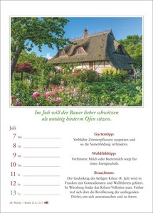 Bauernweisheiten Wochenkalender 2025 - Bauernregeln, Brauchtum, Gartentipps, Haushaltstipps
