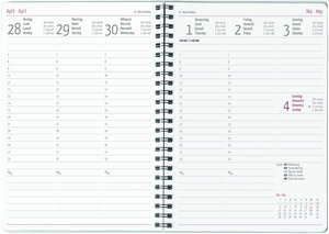 Zettler - Wochenplaner 2025 rot, 15x21cm, Taschenkalender mit 128 Seiten, 1 Woche auf 2 Seiten, Adressteil, Ringbindung, Monatsübersicht, Mondphasen und deutsches Kalendarium