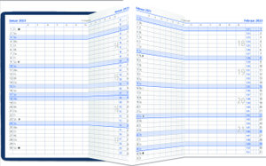 Taschenplaner Leporello PVC blau 2023 - Bürokalender 9,5x16 cm - 1 Monat auf 2 Seiten - separates Adressheft - faltbar - Notizheft - 510-1015