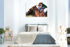 Premium Textil-Leinwand 120 cm x 80 cm quer Gruppendynamik mit Pferden