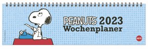Peanuts Wochenquerplaner 2023. Kultiger Tischkalender für den Arbeitsplatz. Spiral-Kalender mit Snoopy, Charlie Brown und Co. Wochenplaner 2023 quer.
