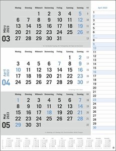 3-Monats-Planer blau 2023. Praktischer Wandplaner mit Datumsschieber. Büro-Kalender mit Notizspalte und Jahresübersicht. Wandkalender 2023 fürs Büro. 30x39 cm