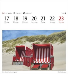 Sylt Sehnsuchtskalender 2023. Kleiner Kalender mit 53 Postkarten voll traumhafter Urlaubs-Fotos. Sylt für den Schreibtisch in einem Wochenkalender.