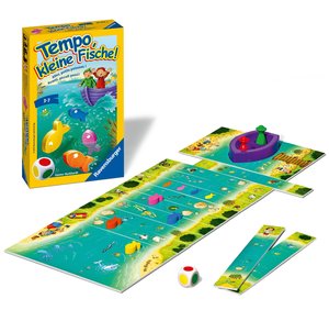 Ravensburger 23334 - Tempo, kleine Fische, Mitbringspiel für 1-6 Spieler, Kinderspiel ab 3 Jahren, kompaktes Format, Reisespiel, Brettspiel
