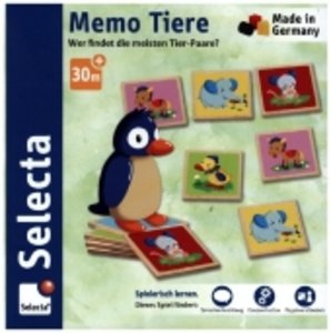 Selecta 63023 - Memo Tiere, Legespiel, Holz, 24 Teile