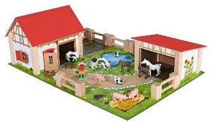 Eichhorn 100004308 - Holz-Bauernhof, 25-teilig mit 12 Spielfiguren