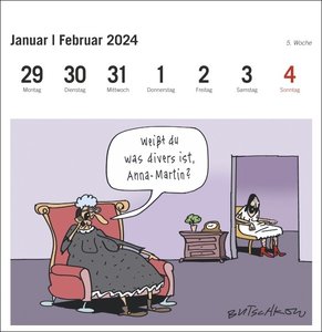 Butschkow: Alt ist nur eine Taste Premium-Postkartenkalender 2024. Witziger Kalender für Rentner: Cartoons mit einem Augenzwinkern für alle in den besten Jahren.