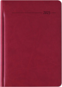 Zettler - Wochenplaner Tucson 2025 rot, 15x21cm, Taschenkalender mit 128 Seiten mit 1 Woche auf 2 Seiten, Adressteil, Notizbereich, Monatsübersicht, Mondphasen und internationales Kalendarium