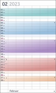 Bunte Wochen Familienplaner XL 2023. Familienkalender mit 6 Spalten. Praktischer Familien-Wandkalender mit Schulferien. Extra breiter Terminkalender.