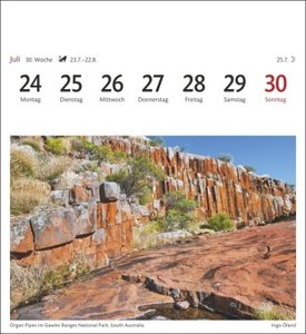 Australien Sehnsuchtskalender 2023. Kleiner Kalender mit Urlaubsfeeling: 53 Postkarten mit Fotos der australischen Landschaft in einem Tischkalender.