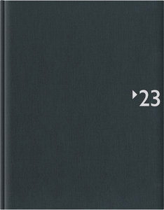 Wochenbuch anthrazit 2023 - Bürokalender 21x26,5 cm - 1 Woche auf 2 Seiten - mit Registerschnitt und Fadensiegelung - Notizbuch - 739-2621