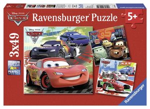 Ravensburger Kinderpuzzle - 09281 Weltweiter Rennspaß - Puzzle für Kinder ab 5 Jahren, Disney Cars Puzzle mit 3x49 Teilen