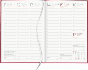 Wochenbuch rot 2023 - Bürokalender 14,6x21 cm - 1 Woche auf 2 Seiten - 128 Seiten - mit Eckperforation - Notizbuch - Blauer Engel - 766-0711