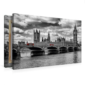 Premium Textil-Leinwand 75 cm x 50 cm quer LONDON Westminster Bridge und Houses of Parliament