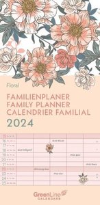 GreenLine Floral 2024 Familienplaner - Familien-Kalender - Kinder-Kalender - 22x45