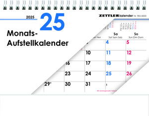 Monats-Aufstellkalender 2025 - 20x15 cm - 1 Monat auf 1 Seite - 4-sprachiges Kalendarium - inkl. Jahresübersicht - Monatsplaner - 985-0000