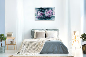 Premium Textil-Leinwand 90 cm x 60 cm quer LONDON Collage