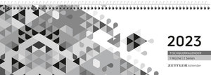 Tischquerkalender schwarz 2023 - 29,6x9,9 cm - 1 Woche auf 2 Seiten - Stundeneinteilung 7 - 19 Uhr - inkl. Jahresübersicht - Bürokalender - 116-0020