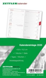 Kalender-Ersatzeinlage 2025 - für den Taschenplaner Typ 540 - 8,8x15,2 cm - 1 Woche auf 1 Seiten - separates Adressheft - faltbar - Notizheft - 520-6198