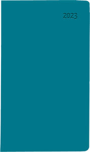 Taschenplaner Leporello PVC türkis 2023 - Bürokalender 9,5x16 cm - 1 Monat auf 2 Seiten - separates Adressheft - faltbar - Notizheft - 510-1003