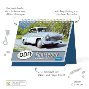 Trötsch Aufstellwochenkalender DDR Fahrzeuge 2024