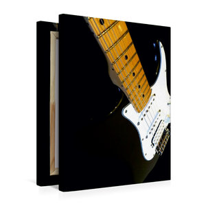 Premium Textil-Leinwand 50 cm x 75 cm hoch E-Gitarre vor schwarzem Hintergrund