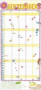 Gabi Kohwagner Unser Familienkalender 2024. Liebevoll illustrierter Kalender für Familien mit handschriftlichen Details. Wandkalender 2024 mit 5 Spalten.