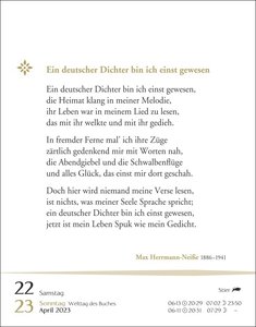 Deutsche Gedichte Tagesabreißkalender 2023. Lyrik vom Barock bis zur Gegenwart in einem Tischkalender für jeden Tag. Abreißkalender mit den Zeilen bedeutender Dichter*innen.