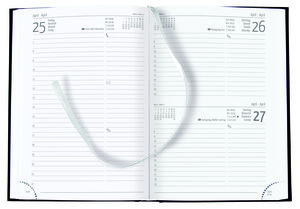 Buchkalender Balacron schwarz 2025 - Büro-Kalender A5 - Cheftimer - 1 Tag 1 Seite - 352 Seiten - Balacron-Einband - Zettler