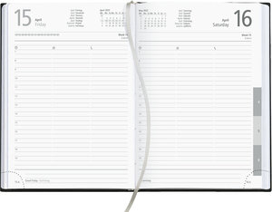 Buchkalender anthrazit 2023 - Bürokalender 14,6x21 cm - 1 Tag auf 1 Seite - mit Registerschnitt - wattierter Leineneinband - 869-2621