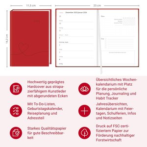 Kalenderbuch A6 koralle 2026