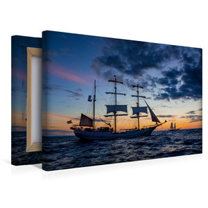 Premium Textil-Leinwand 45 cm x 30 cm quer Ein Motiv aus dem Kalender Windjammer auf der Ostsee im Abendlicht
