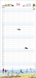 Der Sylter Familienplaner 2023. Familienkalender mit 5 Spalten. Liebevoll illustrierter Familien-Wandkalender mit Schulferien. Sylt-Kalender 2023.