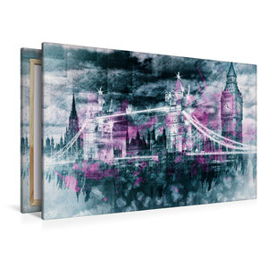 Premium Textil-Leinwand 120 cm x 80 cm quer LONDON Collage