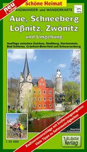 Radwander- und Wanderkarte Aue - Bad Schlema, Schneeberg, Zwönitz und Umgebung