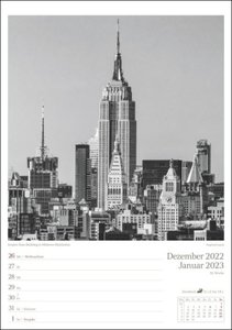 New York Wochenplaner 2023. Praktischer Foto-Wandkalender mit Schwarz-Weiß-Aufnahmen des Big Apple und viel Platz für Organisatorisches. Dekorativer Kalender und Terminplaner 2023.