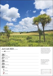 Neuseeland Wochenplaner 2023. Zitate, Fotos und Wochenkalendarium in einem Wandkalender 2023 zum Eintragen. Praktisch und schön, der Termin-Kalender für die Wand.