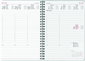 Zettler - Wochenplaner Balacron 2025 schwarz, 15x21cm, Taschenkalender mit 128 Seiten mit 1 Woche auf 2 Seiten, Adressteil, Notizbereich, Monatsübersicht, Mondphasen und internationales Kalendarium