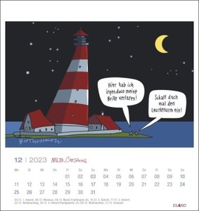Meer Cartoons Postkartenkalender 2023 von Peter Butschkow. Witzige Comics über Sylt in einem kleinen Tischkalender. Die monatliche Prise Inselhumor in einem Kalender zum Aufstellen oder Aufhängen