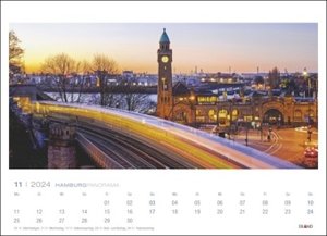 Hamburg Panorama Postkartenkalender 2024. Reise-Kalender mit 12 atemberaubenden Postkarten der Hansestadt. Städte-Kalender 2024. 23 x 17 cm. Querformat.