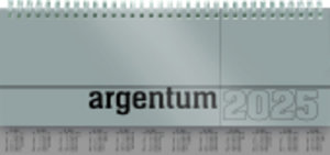 Tisch-Querkalender argentum 2025 - Büro-Planer 29,7x13,5 cm - Tisch-Kalender - 1 Woche 2 Seiten - silber - Ringbindung - Zettler