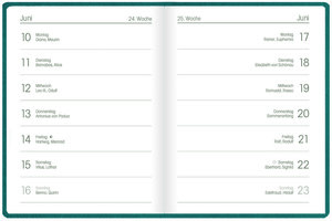 Taschenkalender türkis 2025 - Büro-Kalender 8,3x10,7 - 1W/1S - flexibler Kunststoffeinband - 650-1013
