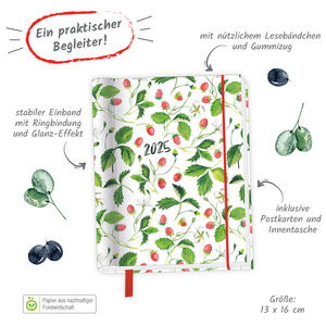 Trötsch Taschenkalender A6 Wire-O Motiv Früchte 2025 mit Postkarten