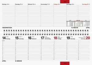 rido/idé 7036133903  Wochenkalender  Tischkalender  2023  Modell septant  2 Seiten = 1 Woche  Blattgröße 30,5 x 10,5 cm  Kunststoff-Einband Reflection  grau