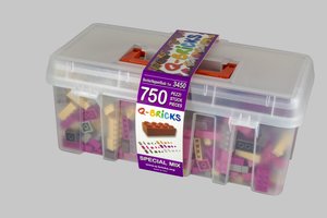 Bausteine Maxi Mix Box 750 Teile in Spezial Farben in praktischer Aufbewahrungsbox mit Griff und Unterteilungen