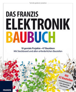 Elektronik Baubuch mit Elektronikbauteilen und Steckboard