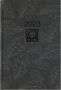 Buchkalender schwarz 2023 - Bürokalender 14,5x21 cm - 1 Tag auf 1 Seite - Kartoneinband, Recyclingpapier - Stundeneinteilung 7 - 19 Uhr - 876-0721
