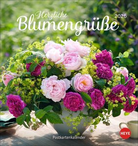 Herzliche Blumengrüße Postkartenkalender 2026